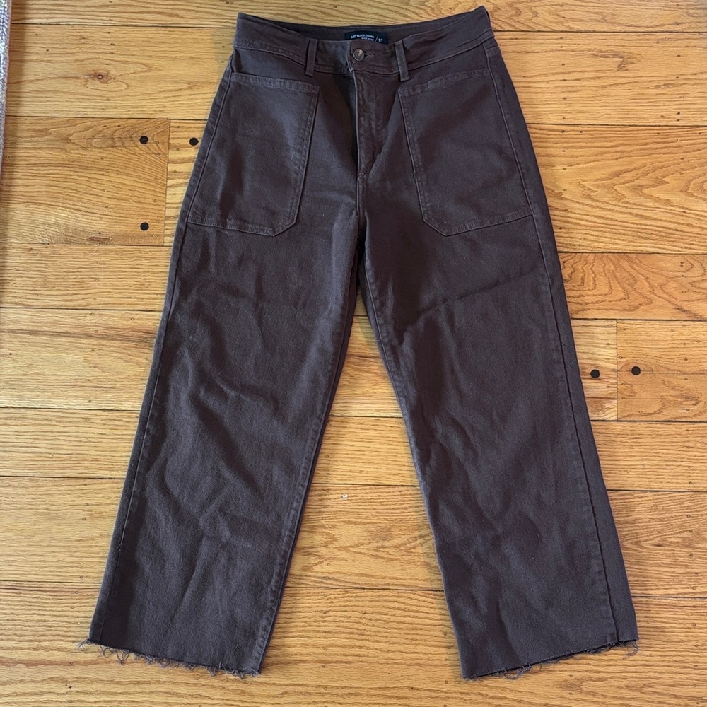 Just Black Denim - Chocolate Trousers with raw hem leg